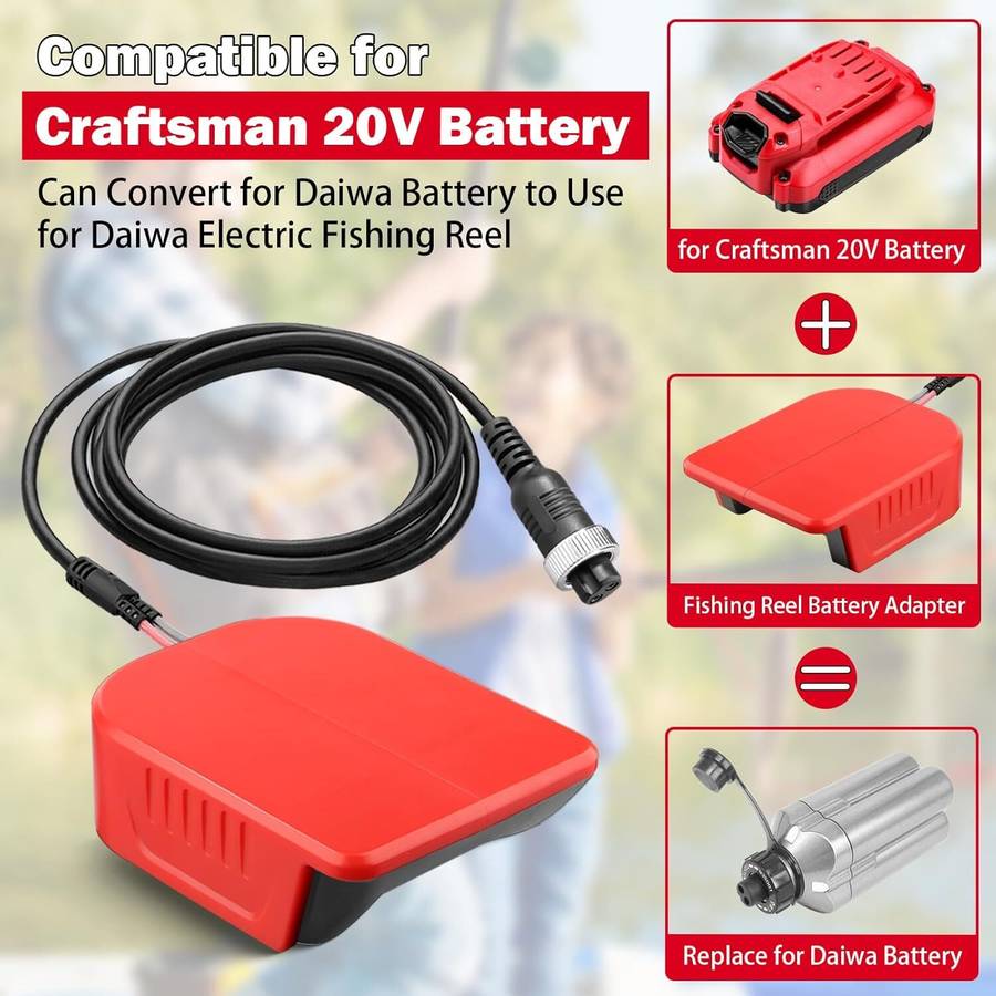 Electric Fishing Reel Batterty Adapter for Craftsman 20V Work for Shimano 14.4V