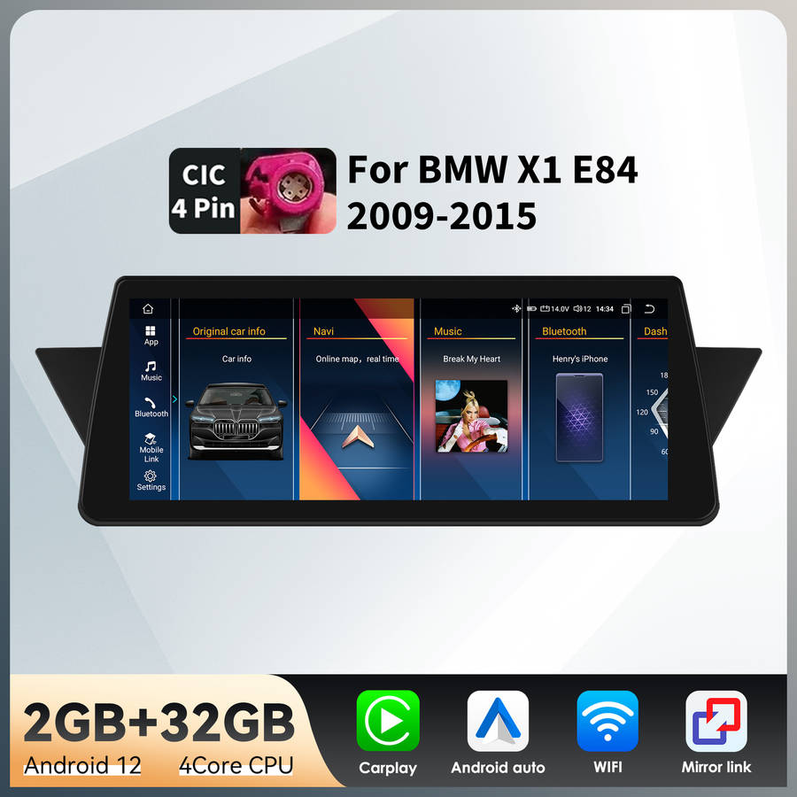 10.25" Screen Android 13 Apple Carplay GPS For BMW X1 E84 Multimedia Car Stereo