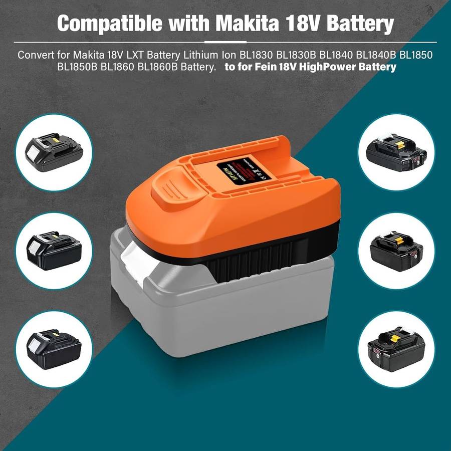Adapter for Fein 18V Tools for Makita 18V Battery to for Fein 18V Cordless Tool