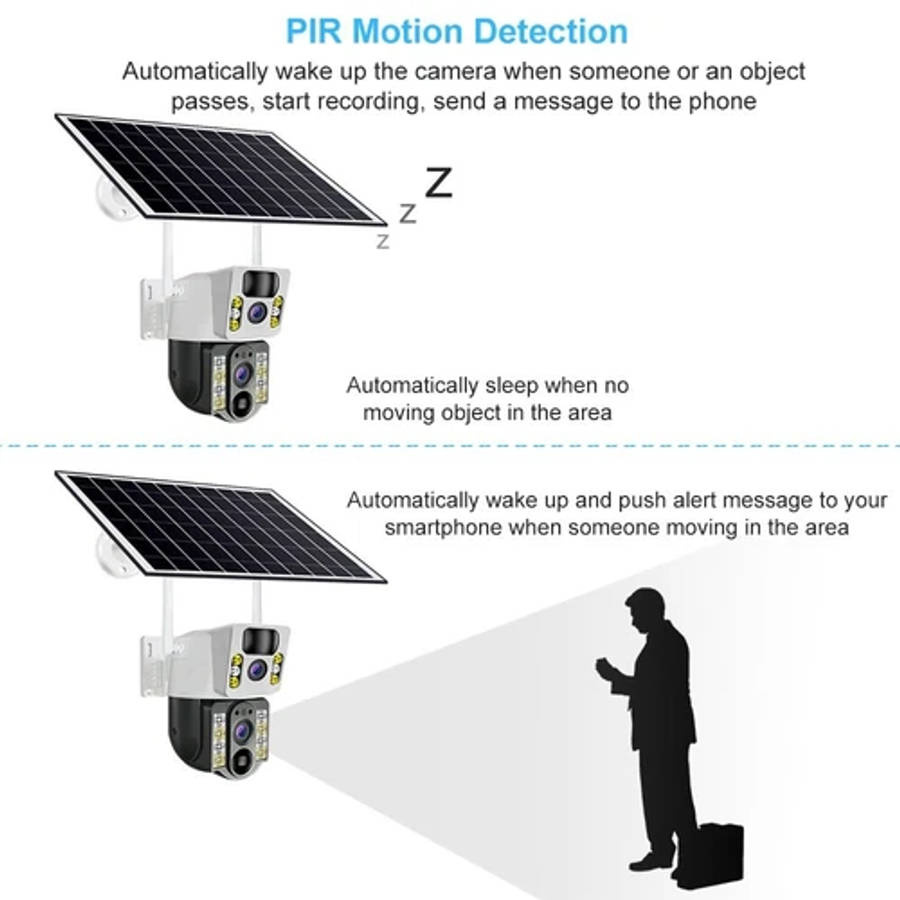 V380 Pro Solar outdoor camera wireless dual lens waterproof 4G 360 CCTV camera