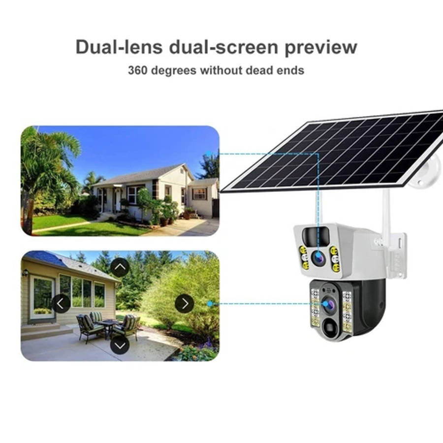 V380 Pro Solar outdoor camera wireless dual lens waterproof 4G 360 CCTV camera