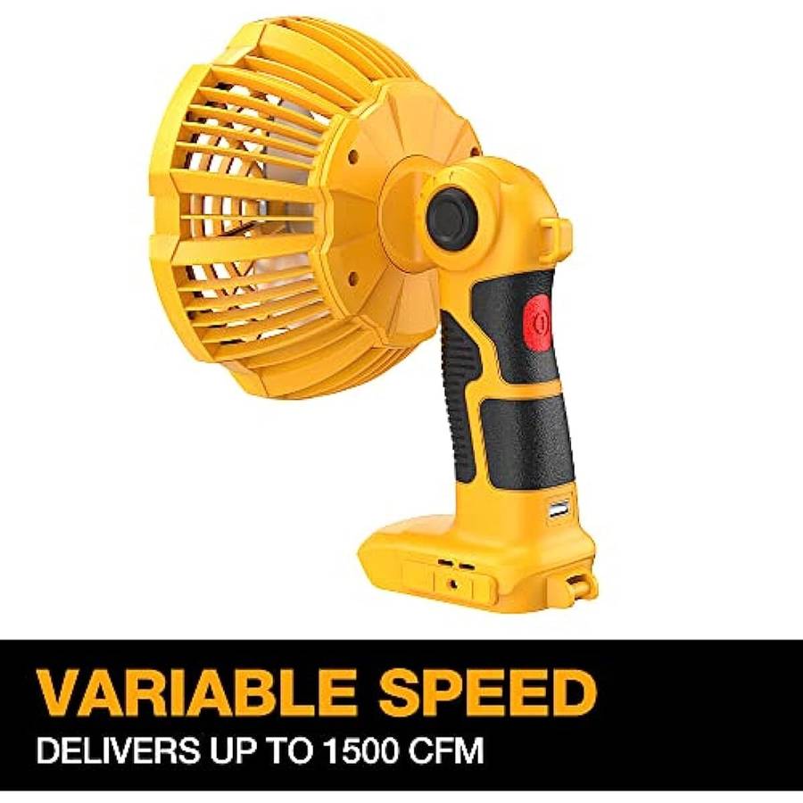Portable Fan for Dewalt 20V Li-ion Battery with 9W LED Light Jobsite Fan Camping