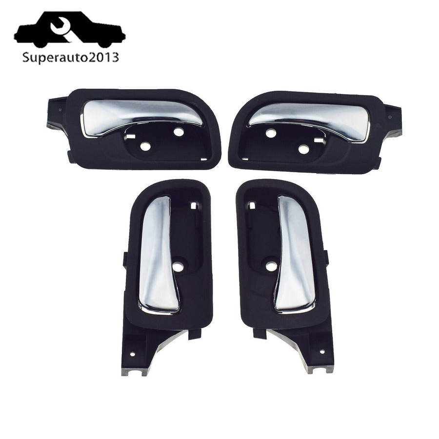4PCS Interior Door Handle Front Rear LH RH w/Chrome For 2003-2007 Honda Accord