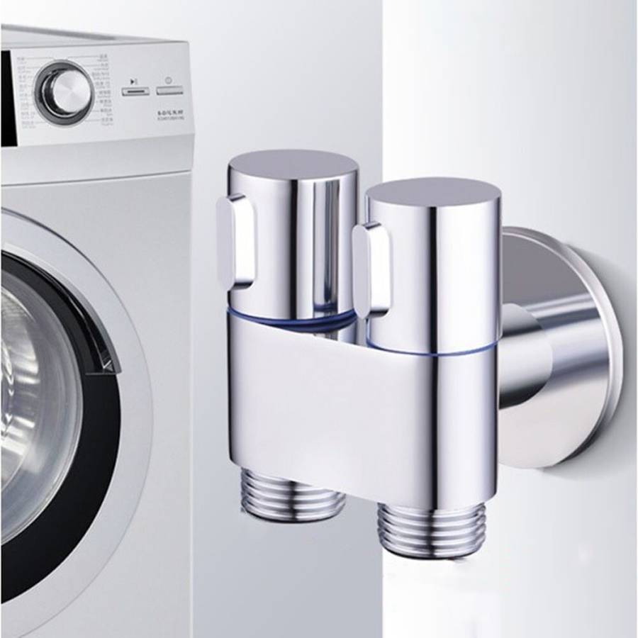 G1/2 1 In 2 Out Dual Control Washing Machine Faucet Toilet Triangle Valve