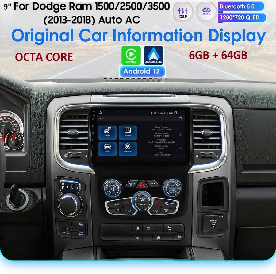 8+128G Android 8Core GPS Navi Radio CarPlay for Dodge Ram 1500 2500 3500 2013-18