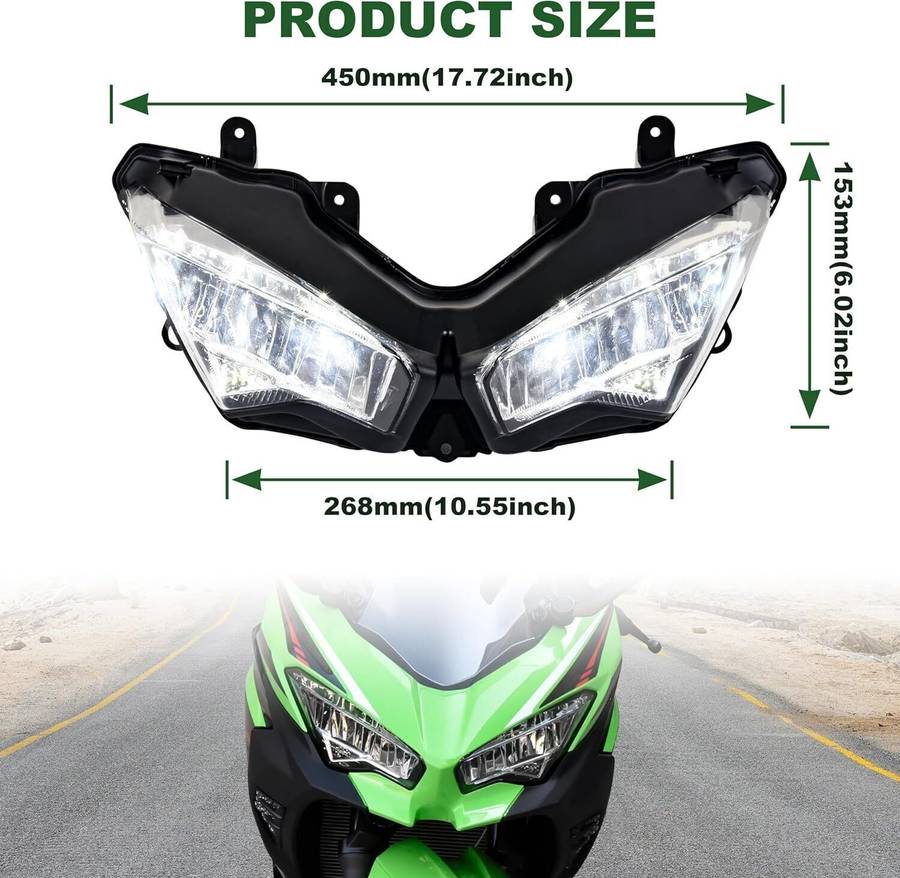 LED Headlight Assembly Headlamp DRL for KAWASAKI NINJA ZX-6R ZX636G ABS 2019-22
