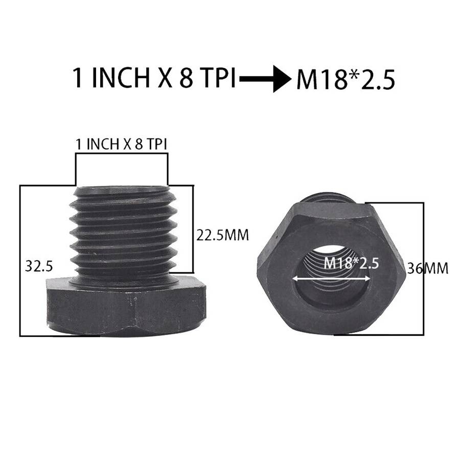 1 Pc Wood Turning Lathe Headstock Spindle Chuck Adapter M18X2.5 To 1-8TPI Tool