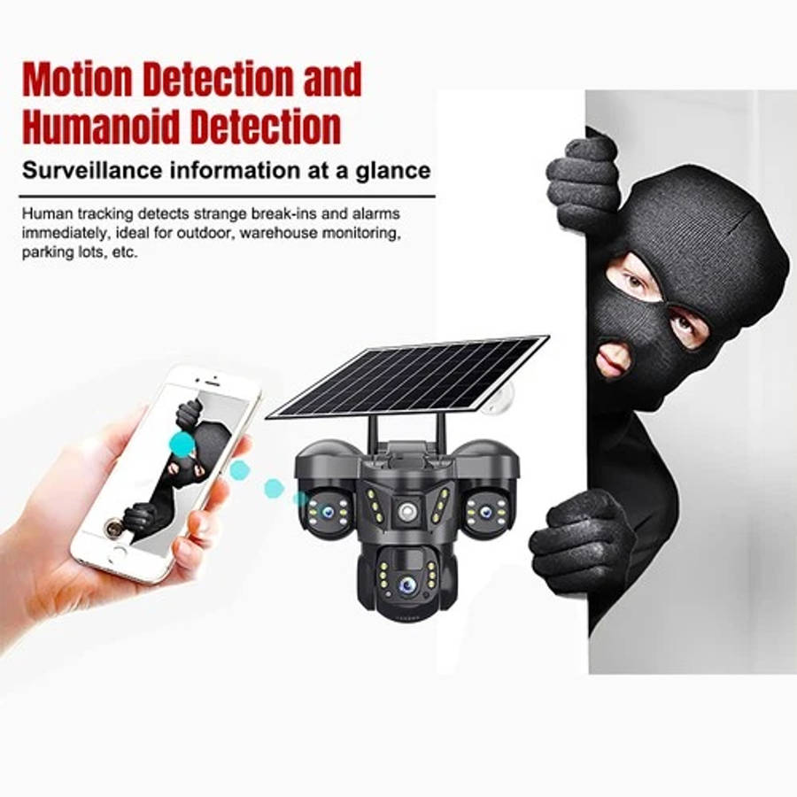 Solar Battery Powered Wireless WiFi Outdoor Pan/Tilt Home Security Camera System