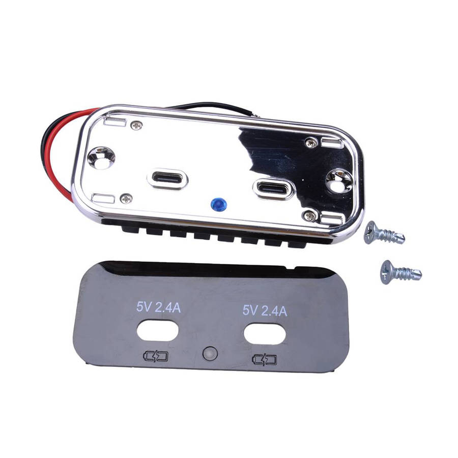 Dual USB Ports Type C Fast Charger Socket Power Outlet 12V-24V Car Boat RV top