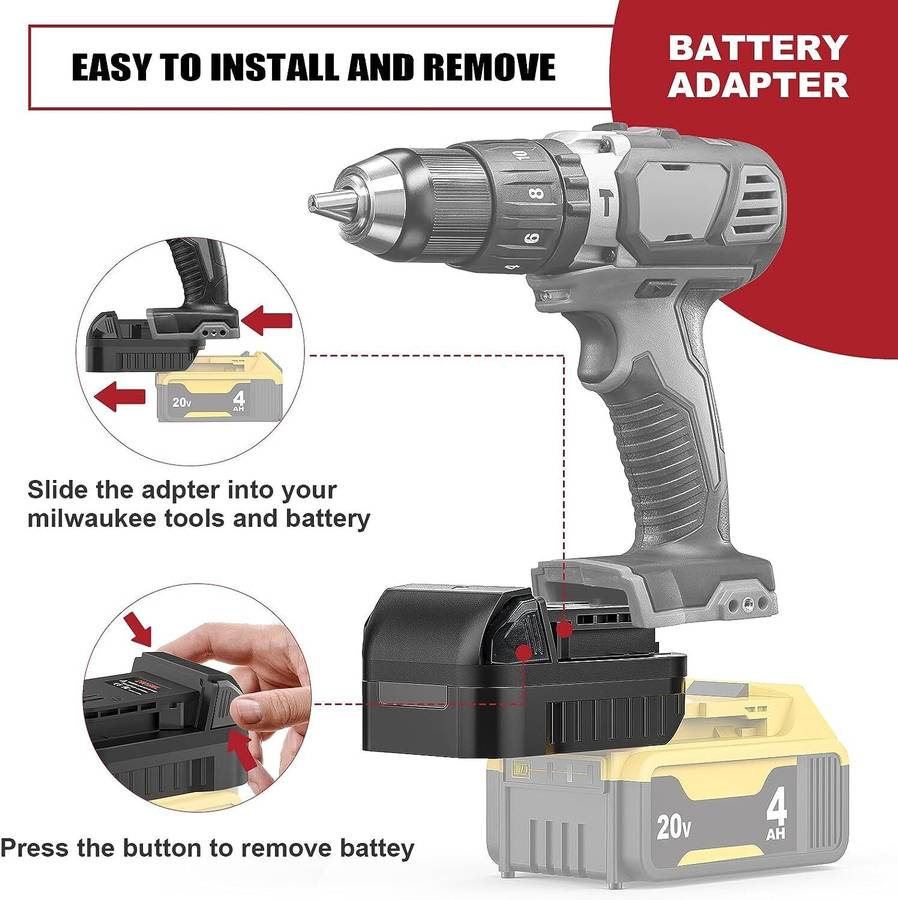 Battery Adapter for Dewalt 20V Li-on Battery to For Milwaukee 18V Battery DW18ML