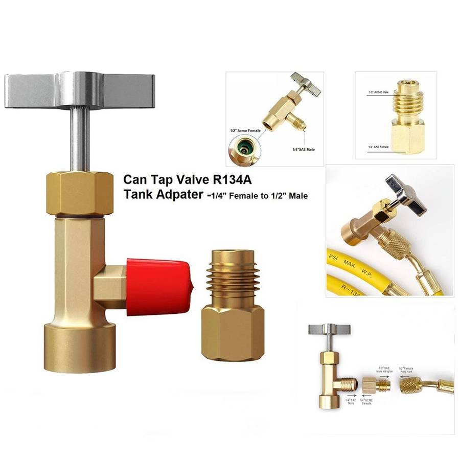 R134a A/C Can Tap With Tank Adapter For 1/4\\ And 1/2\\ AC Charging Hoses