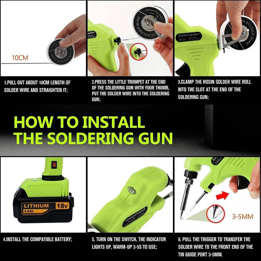 Cordless Portable Solder Iron Gun For Black Decker Welding Tool Li-ion Battery