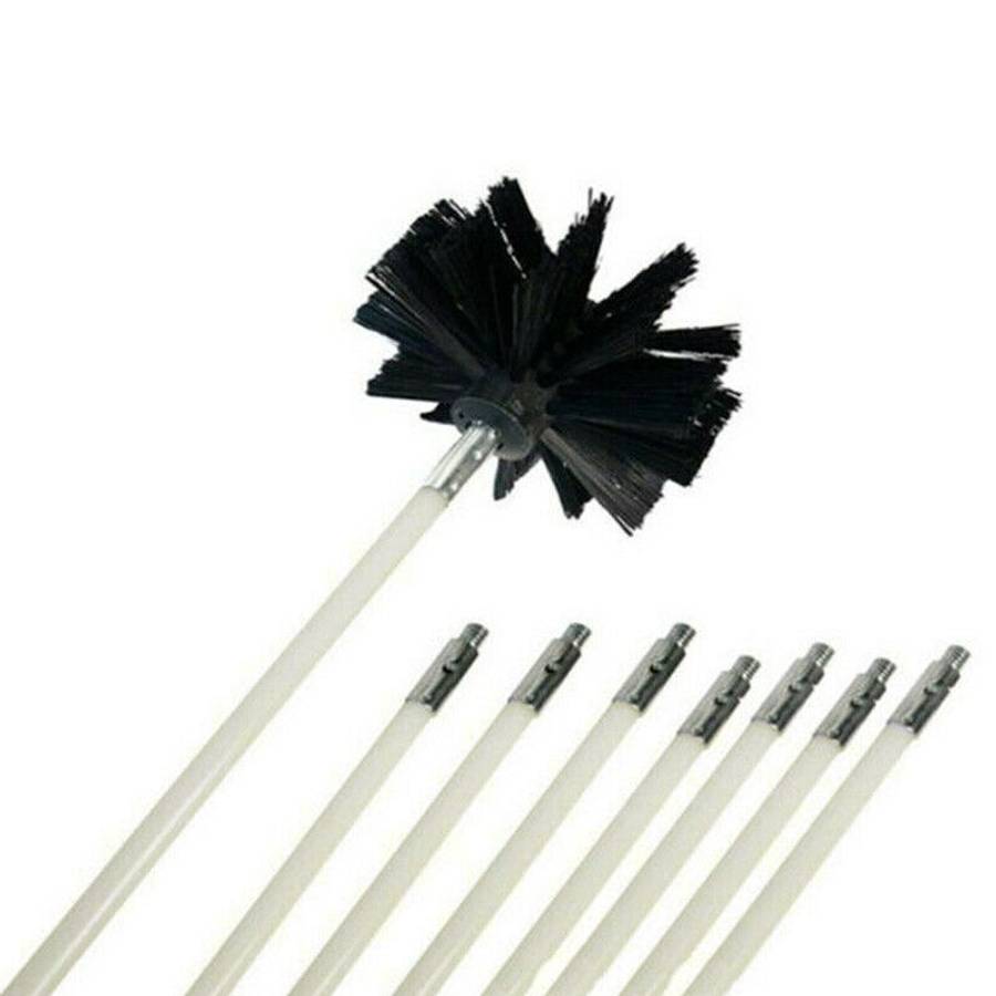 Chimney Cleaner Sweep Inner Wall Cleaning Brush Tool 8 Flexible Rods Kit