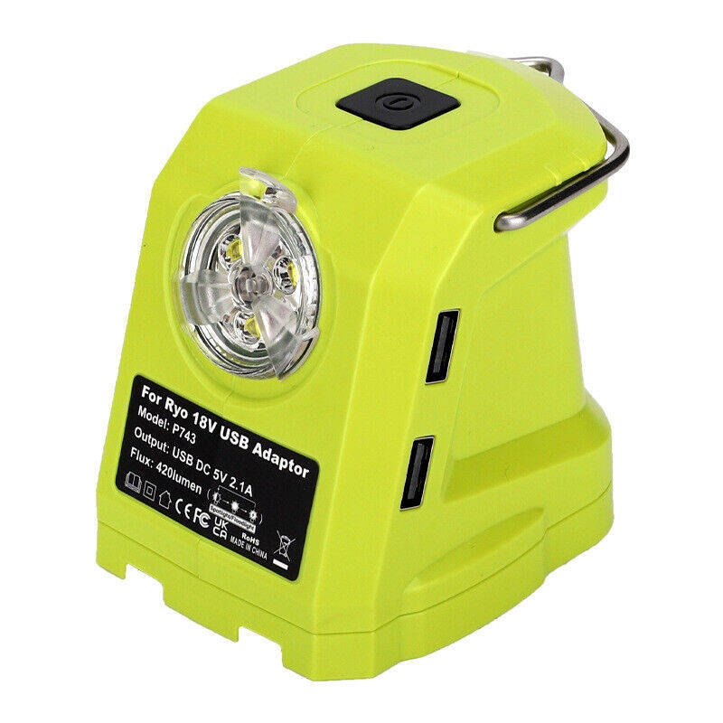 9W LED Work Light For RYOBI 14.4V-18V Li-ion Battery Dual USB Converter Adapter