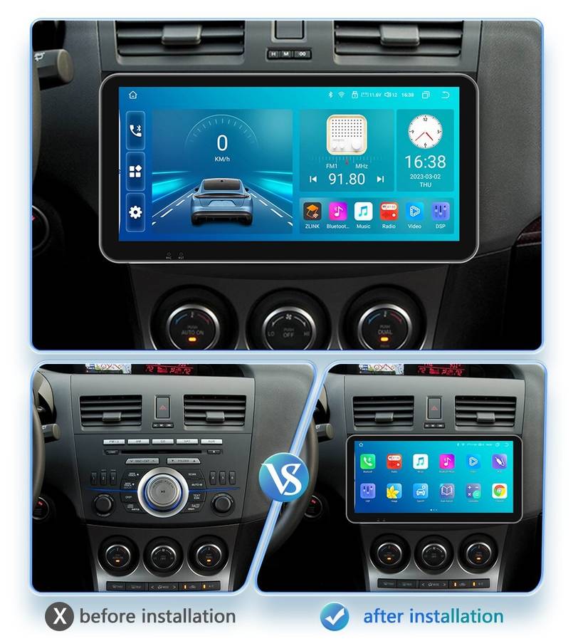 6+64G For Mazda 3 2010-2013 Android12 DSP 10.33"Car Radio Sat Navi Carplay BT5.0