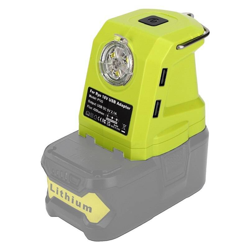 9W LED Work Light For RYOBI 14.4V-18V Li-ion Battery Dual USB Converter Adapter