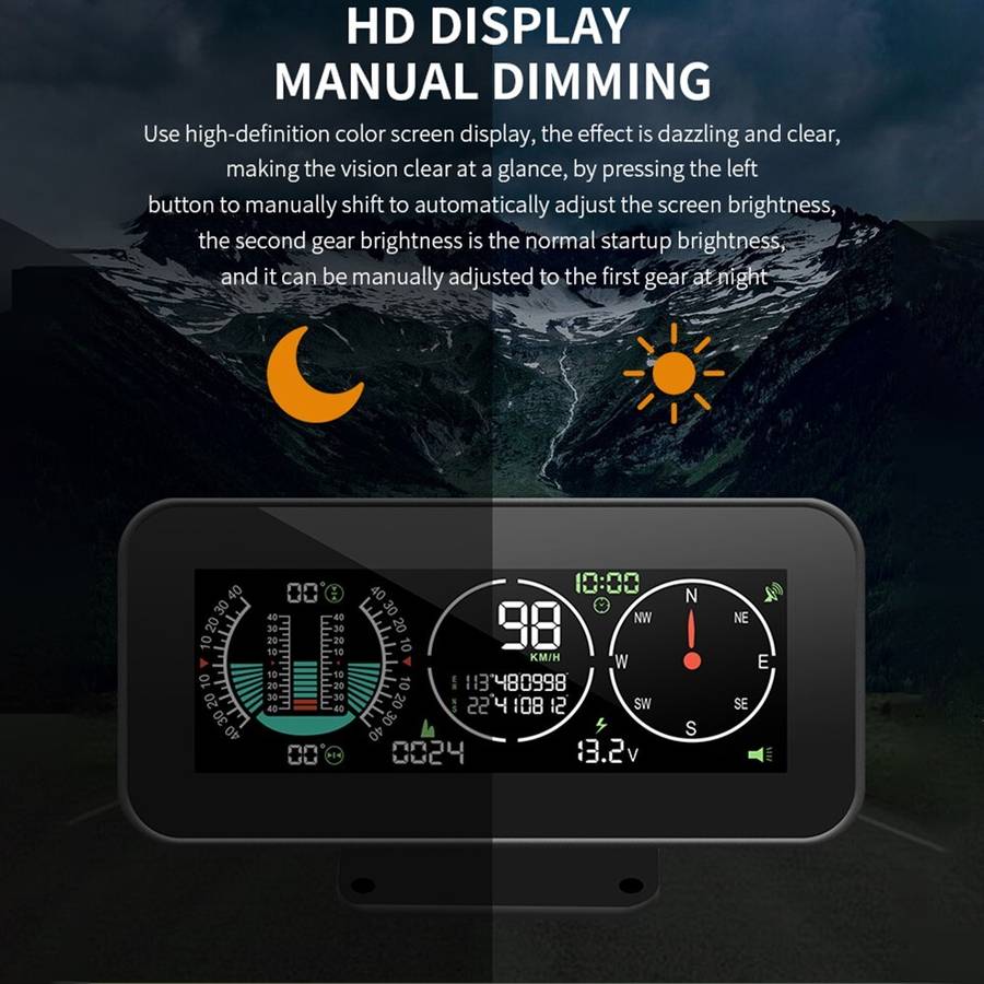 Car SUV Digital GPS Speedometer HUD Gauge Inclinometer for COMPASS Slope Meter
