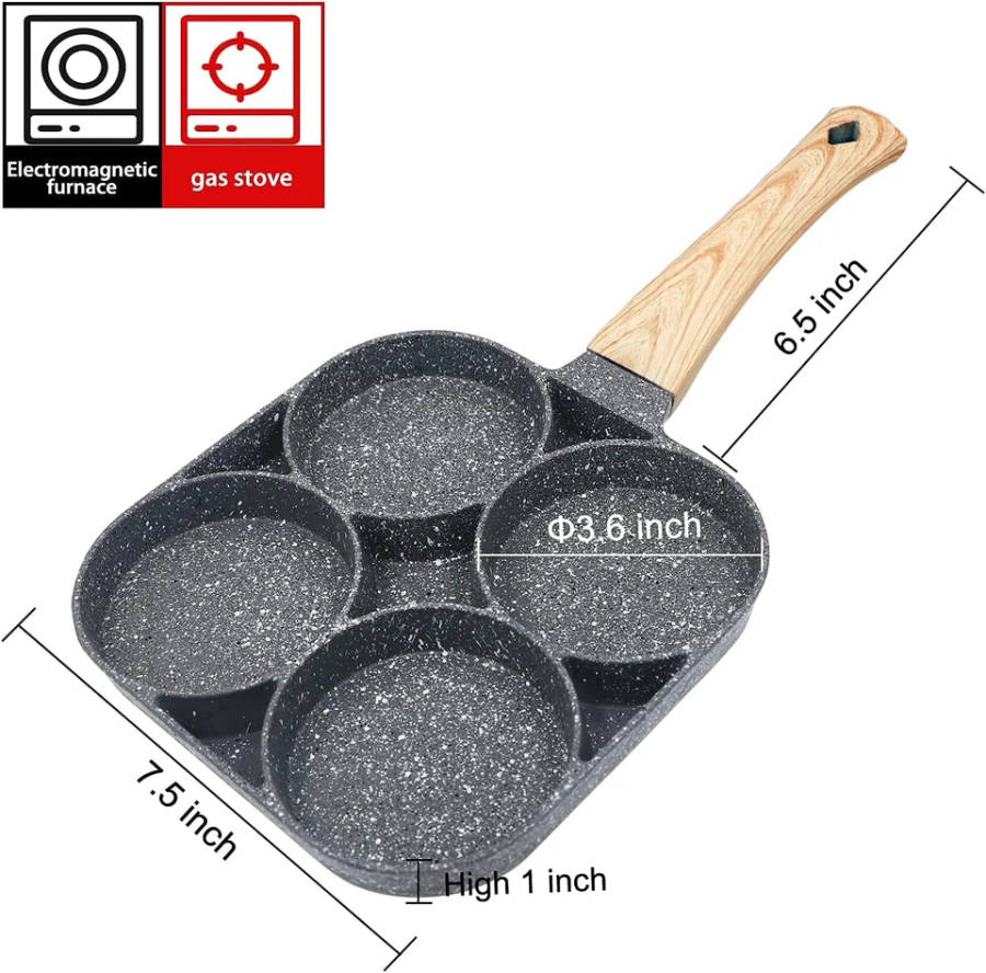 4-Cup Egg Pan Non-stick Frying Pan Pancake Pan Skillet For Breakfast Fried Egg