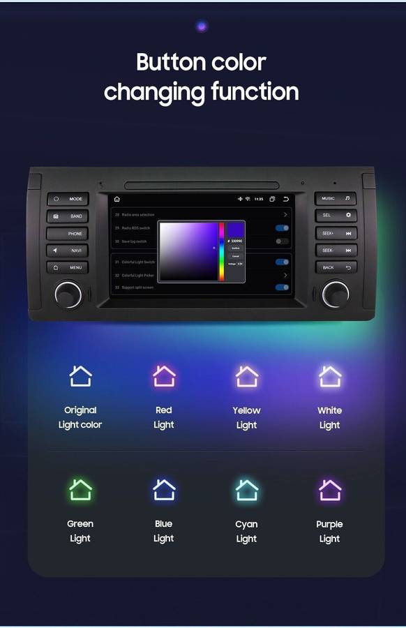 For BMW 5 Series E39 528i 530i CarPlay Android 12 7" Car GPS Stereo CarPlay DSP
