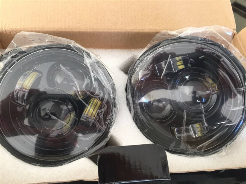 2X 4.65" Dual LED Headlight Hi/Low Beam w/Angel eyes DRL For Harley Dyna Fat Bob