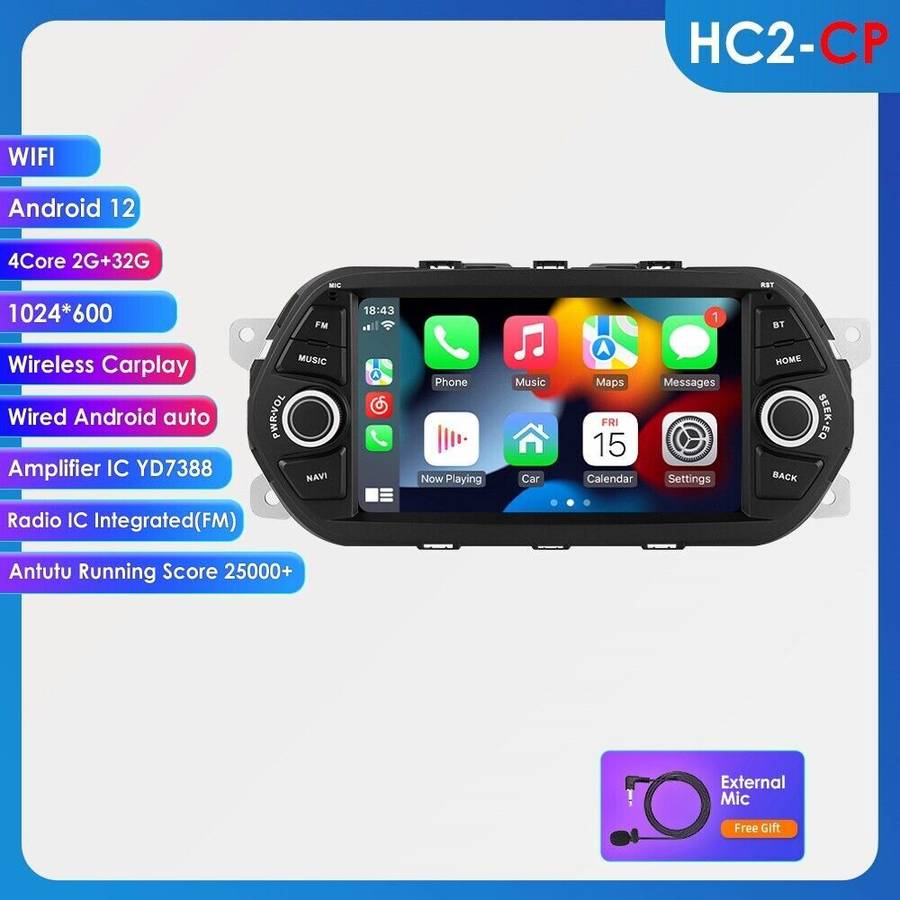 2+32GB Android 12 Apple CarPlay Car Stereo GPS Head Unit For Fiat Tipo 2015-2017