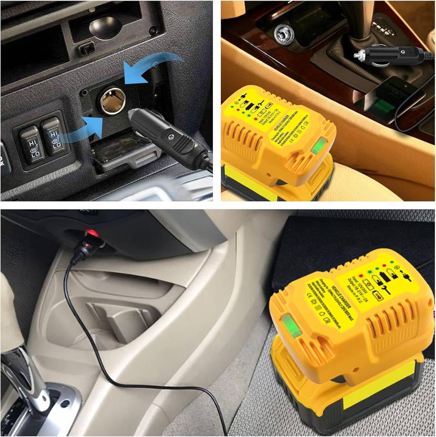 Mini Car Charger for Dewalt 20V 18V Li-ion Battery Portable Use on Car Cigarette