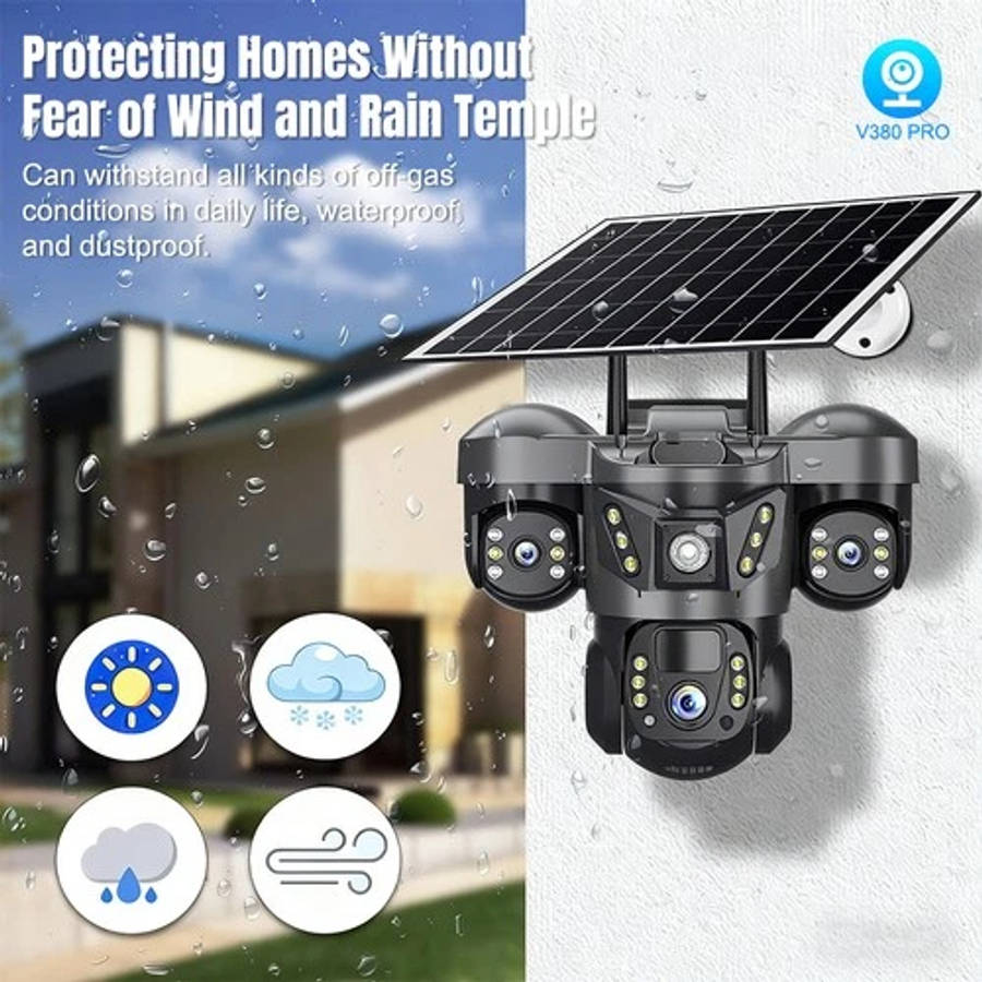 Solar Battery Powered Wireless WiFi Outdoor Pan/Tilt Home Security Camera System