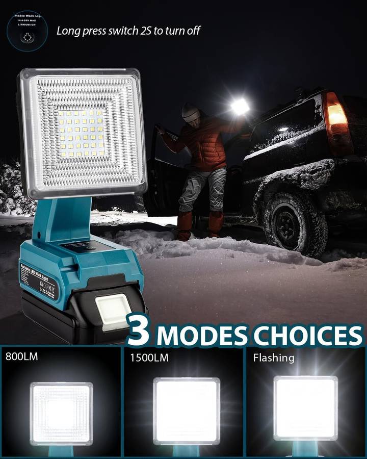 Jobsite Light Flashlight Cordless LED Work Light for Makita 18V Battery LED USB
