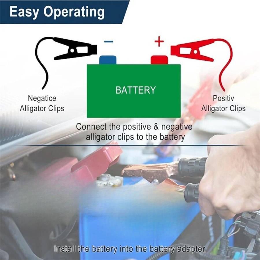 Battery Adapter For Worx 6pin with 6FT Jumper Cable Clamp Battery Jumper Starter