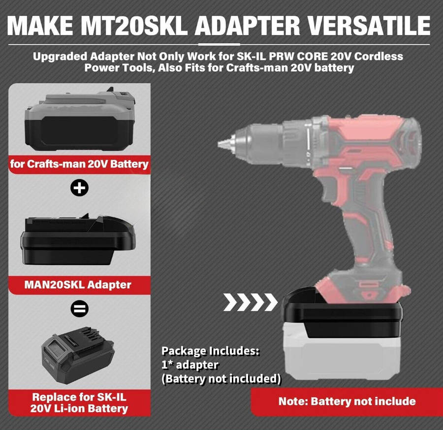 Adapter for Craftsman 20V Battery Converter to for SKIL 20V Power Tools Drill