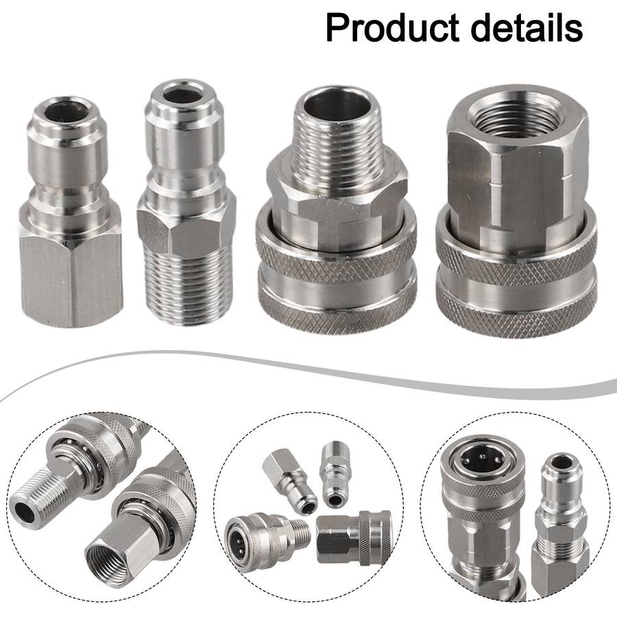 4Pcs NPT 3/8 Inch Pressure Washer Adapter Stainless Steel Quick Connect Fitting