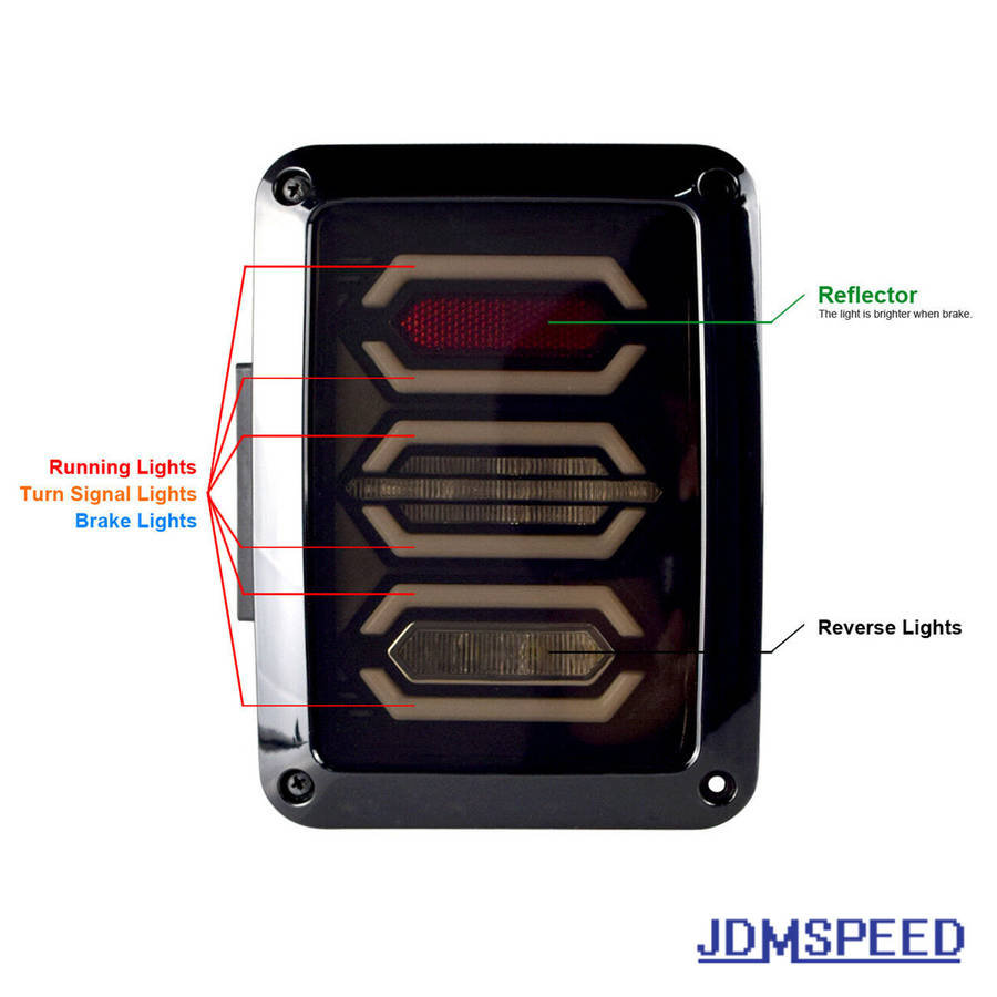 For Jeep Wrangler JKU JK Smoked Avenger 07-18 LED Tail Light W/Turn Signal Lamp