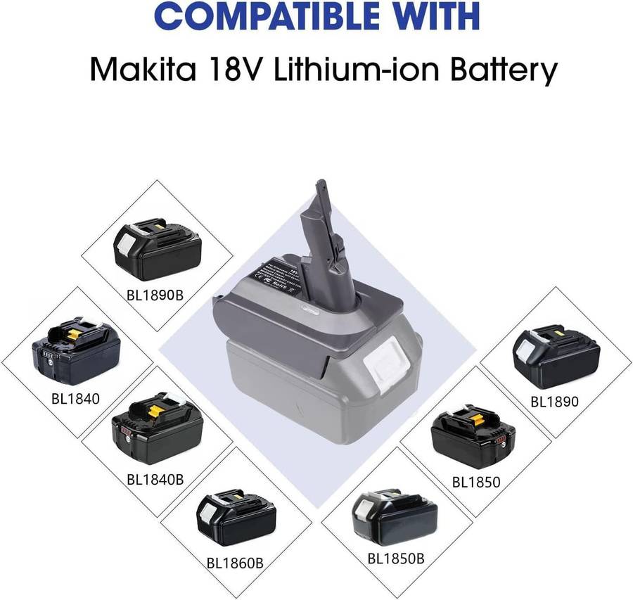 for Dyson V7 V8 Battery Adapter for Makita 18V Battery to V7 V8 Vacuum Cleaner
