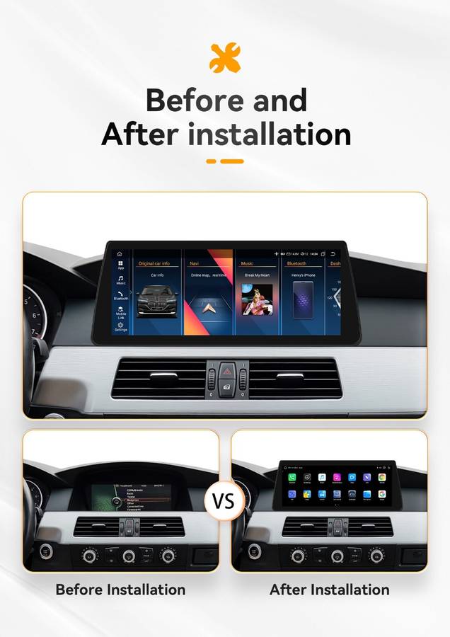 10.25"Android 13 Car Stereo Radio For BMW 5 E60 E61 E63 E64 CIC CarPlay WIFI SWC