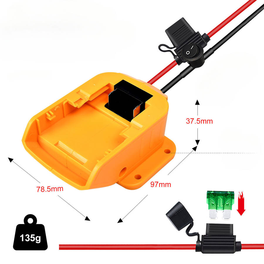 Jump Starter Car Booster Cable with Fuse Switch Emergency Power Kit For Dewalt