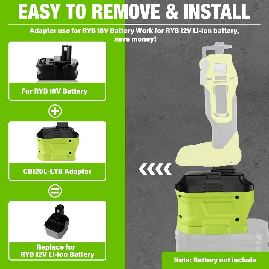 Battery Adapter for Ryobi 18V Li-ion Battery Convert to for Ryobi 12V Power tool