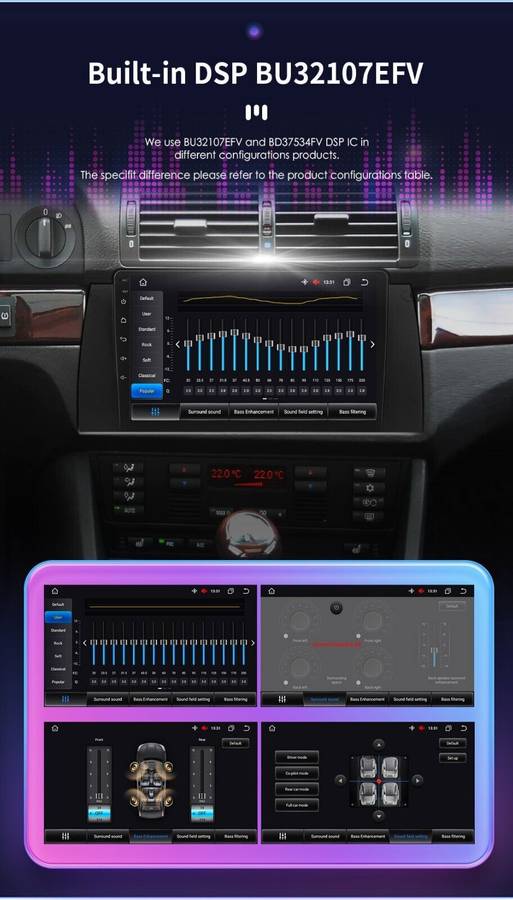 For BMW E39 X5 E53 9'' Car Stereo Android 12 Radio CarPlay Nav GPS DSP 4GB+64GB