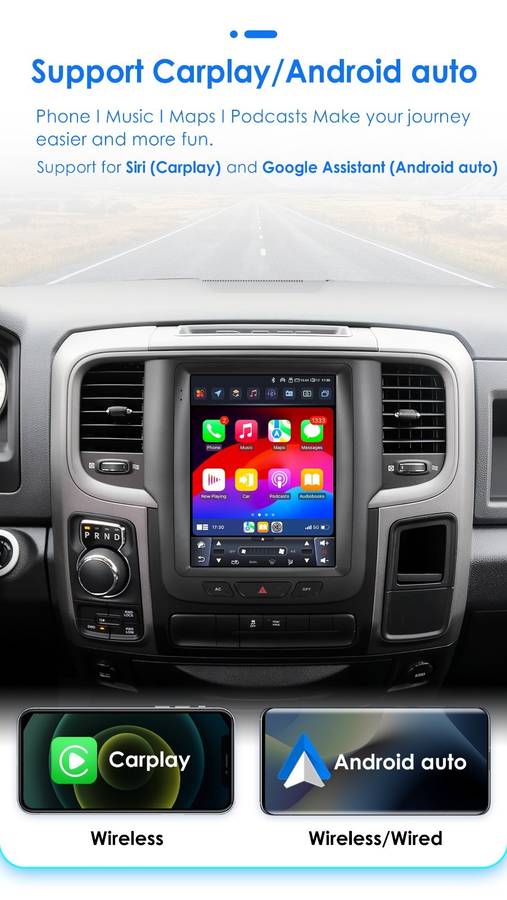 8+128G Android For Dodge Ram 1500 2500 3500 13-18 Apple Carplay Stereo Radio GPS