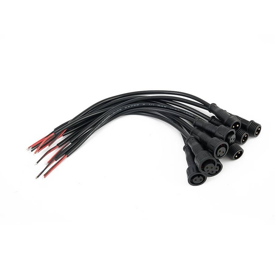 5Pairs 2Pin IP65 Waterproof-Connector 0.3mm Male & Female Black-Cable 22AWG