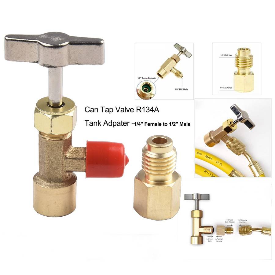 R134a A/C Can Tap With Tank Adapter For 1/4\\ And 1/2\\ AC Charging Hoses