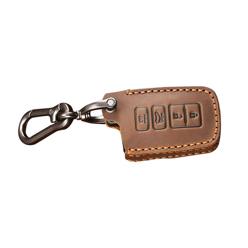 Brown Leather Remote Key Cover Case Fob Fit For Toyota Tacoma Highlander