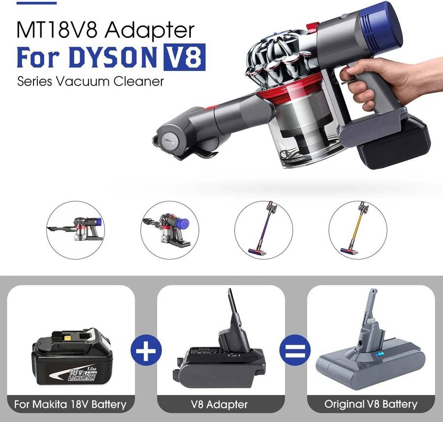 for Dyson V7 V8 Battery Adapter for Makita 18V Battery to V7 V8 Vacuum Cleaner