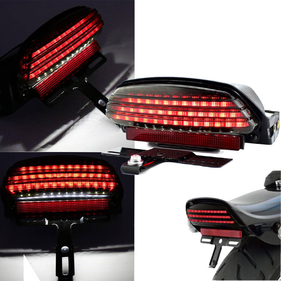 Tri-Bar Fender LED Red Tail Light For Harley Davidson Dyna Fat Bob FXDF 2006 up