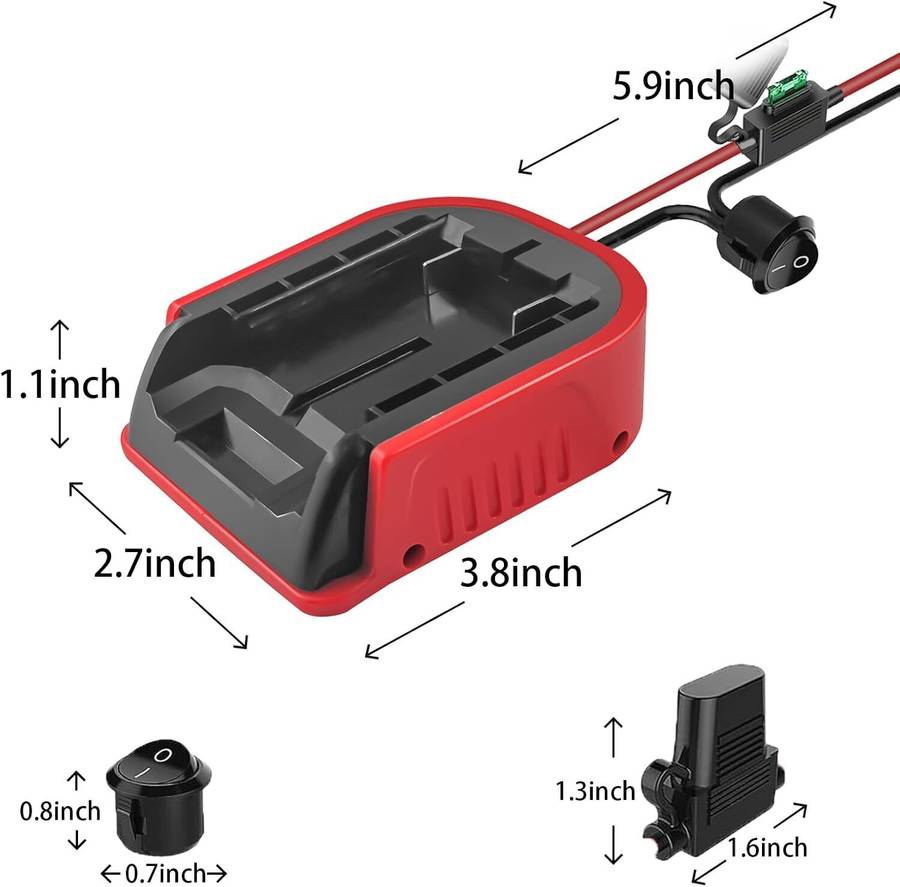 14AWG for Power Wheel Adapter for Craftsman 20V Li-ion Battery Switch & Fuses