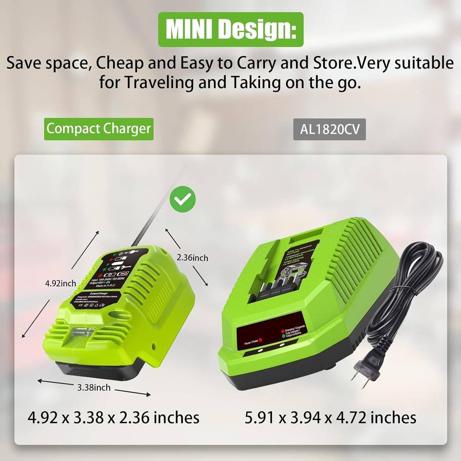 Fast Battery Charger for Greenworks 40V Battery Mini Charger Station with LED