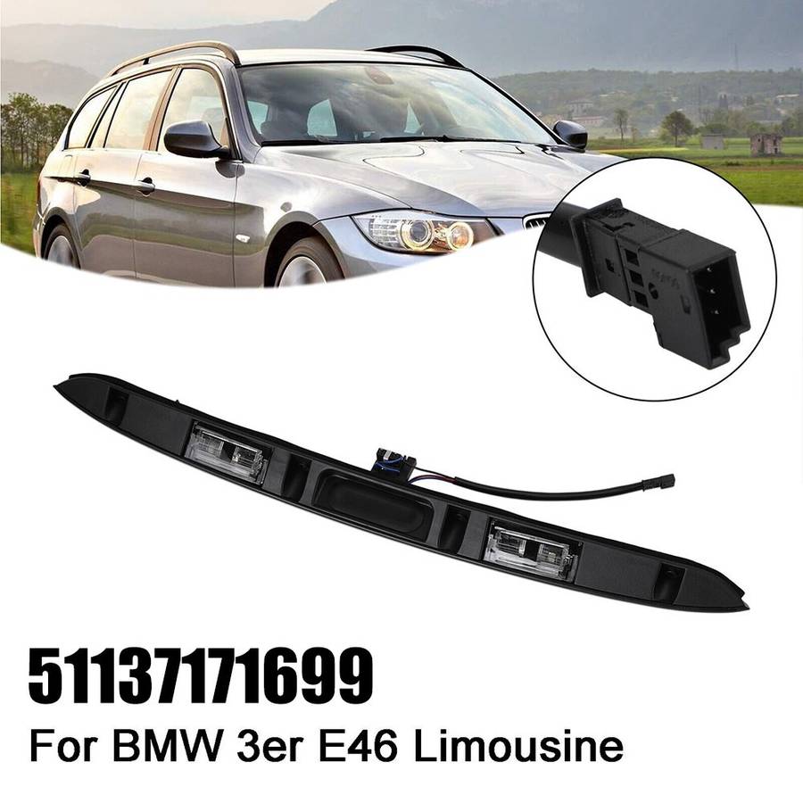 Car Trunk Lid Grip W/Key/Button/License Plate Light For BMW E46 325i 51137171699