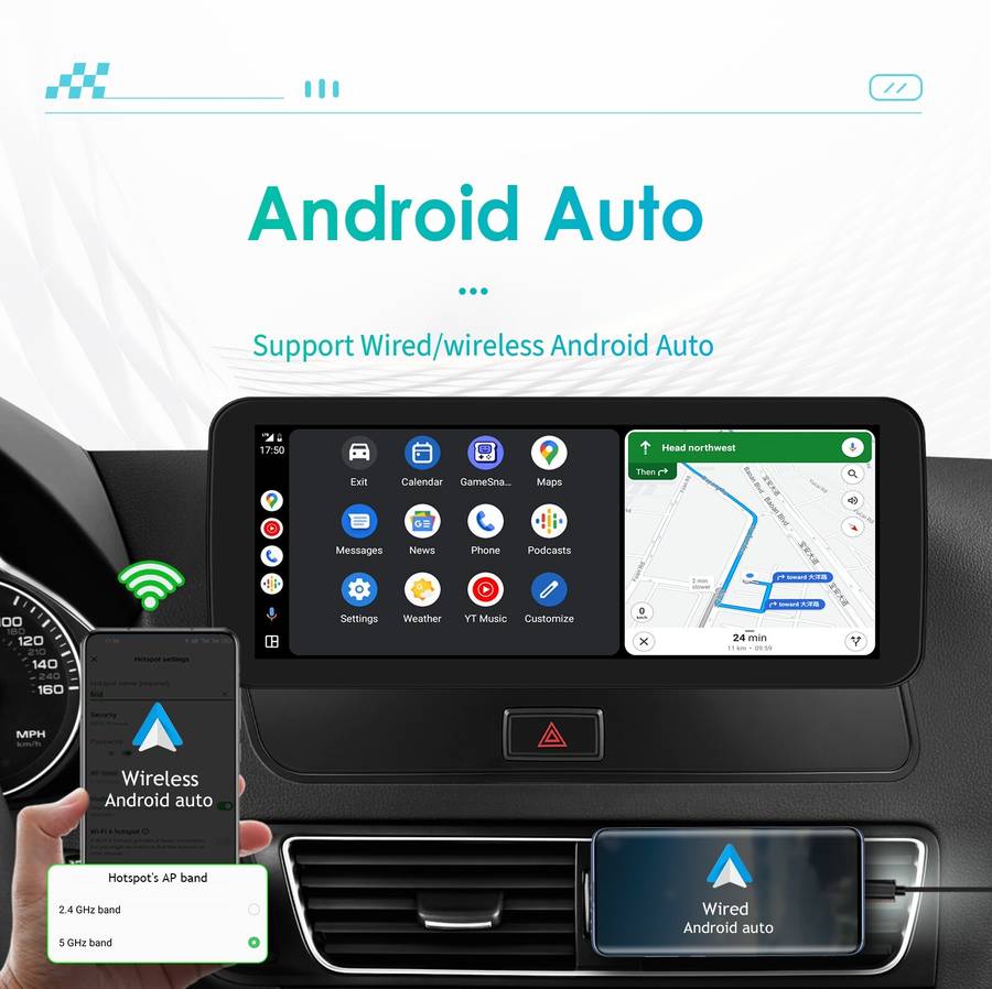 Carplay Radio Stereo 8Core 10.25''Android 13 GPS Navi For Audi Q5 2009-2016 High