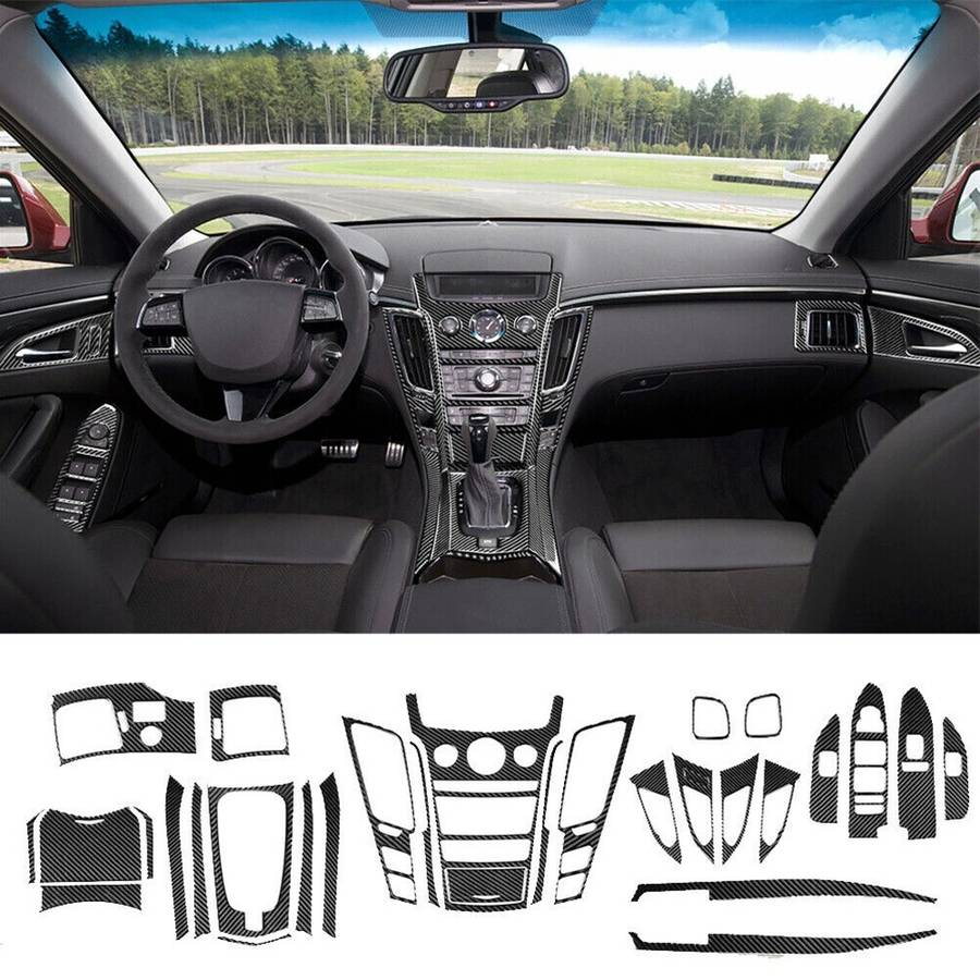31Pcs Carbon-Fiber Full Interior Decorative Cover Trim For CTS 2008-13