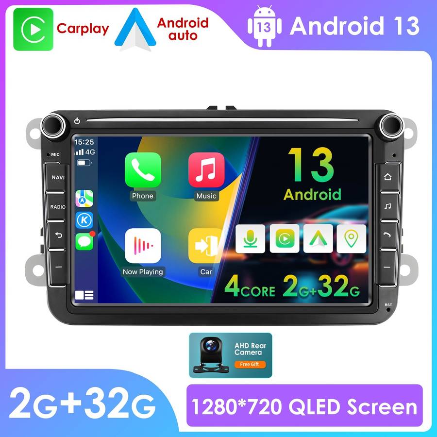 32GB For VW Golf MK5 6 Jetta Polo Apple Carplay Android 13 Car Radio GPS +Camera
