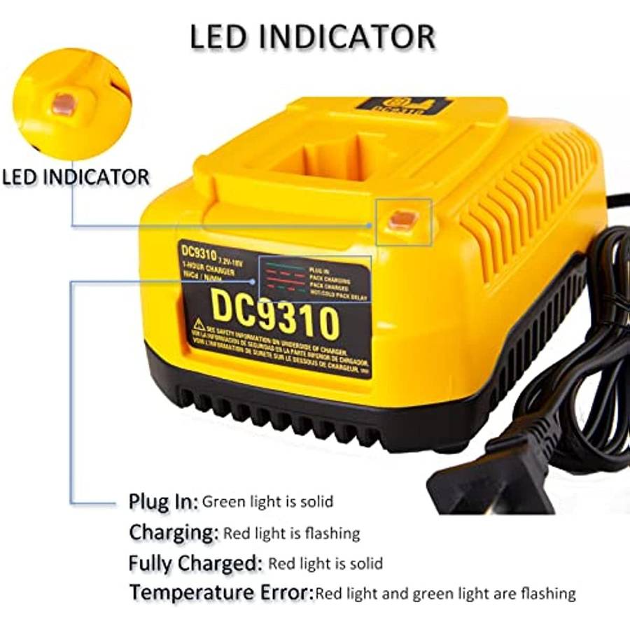 Fast Battery Charger DW9116 for Dewalt 7.2V-18V DC9096 DC9091 Battery DC9310